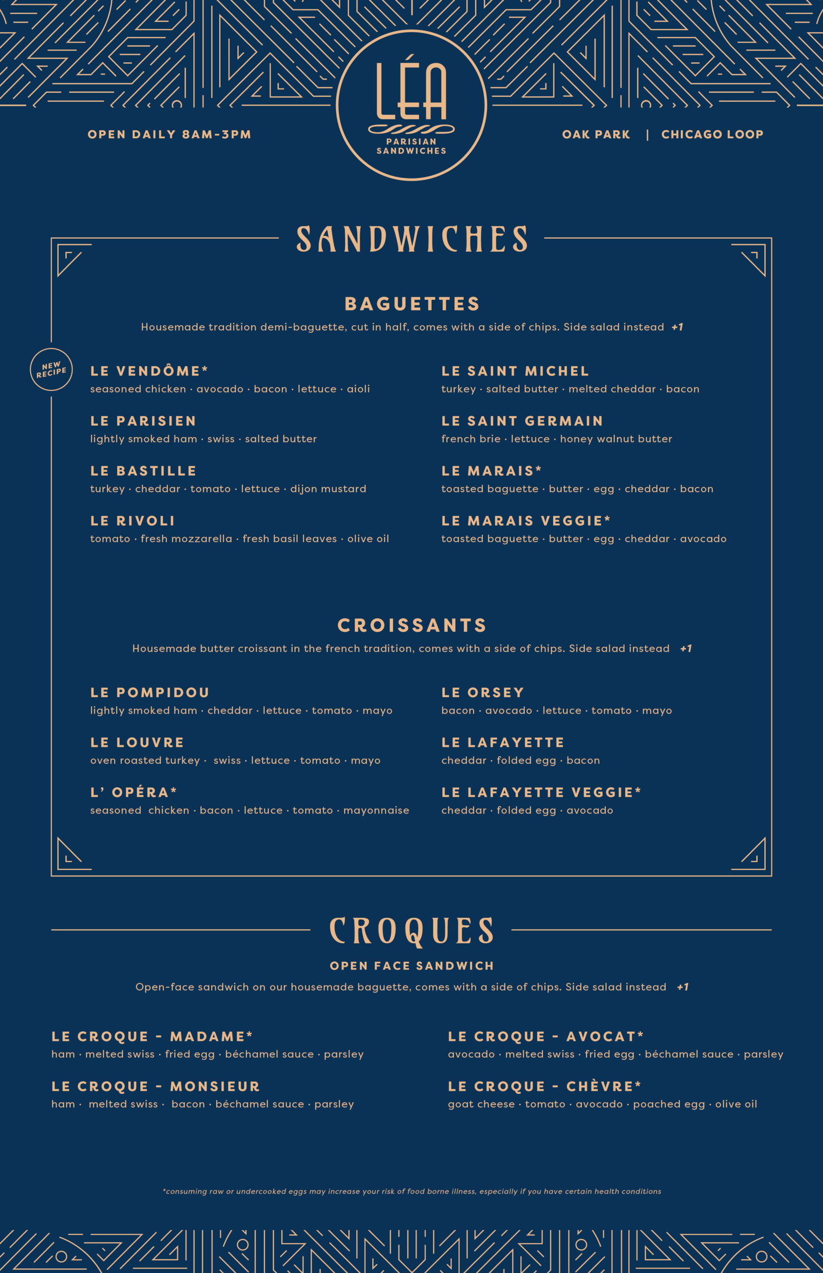 L A Menu French Parisian Sandwiches Lea French Caf   Lea Menu Restaurant 01 Scaled 